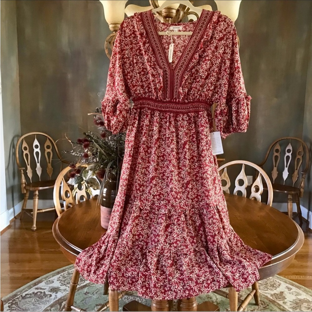 NWT Max Studio Red Midi Dress